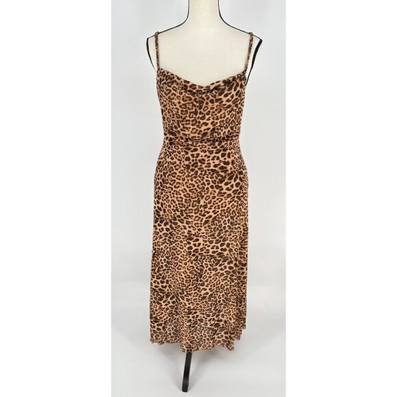 KIRIOUS Los Angeles‎ Leopard Print Crisscross Maxi Dress – Size Large - Picture 1 of 9